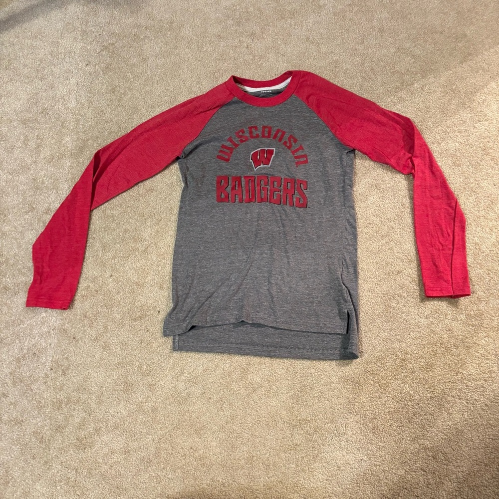 Women's Long Sleeve Raglan Tee - Red and Gray